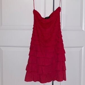 Express‎ Women's XXS Strapless Red Ruffled Dress